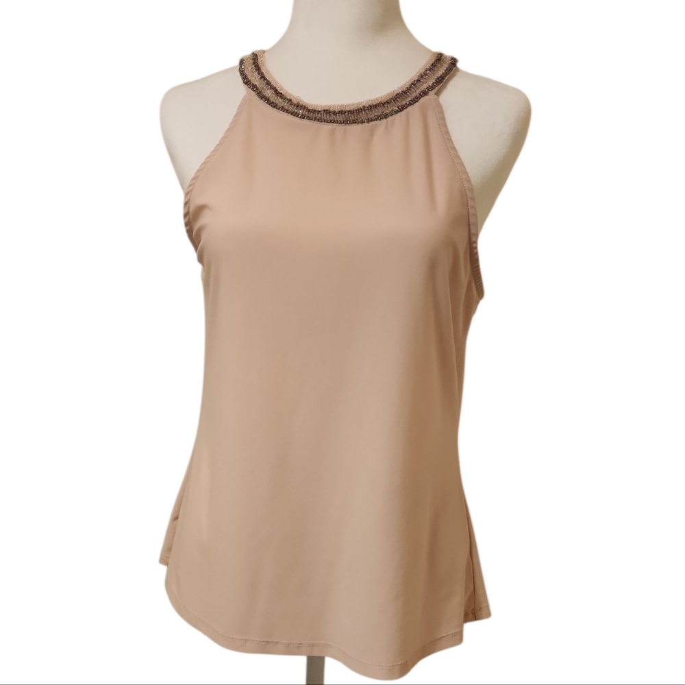 Vintage Y2K Charlotte Russe Light Pink Beaded HalterTop Women's L Barbiecore